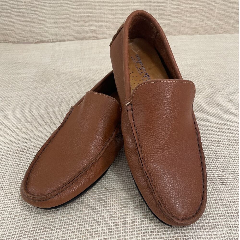 GIORGIO BRUTINI Le‎ Glove Camel Brown Leather Driving Loafer Men's Size 8M